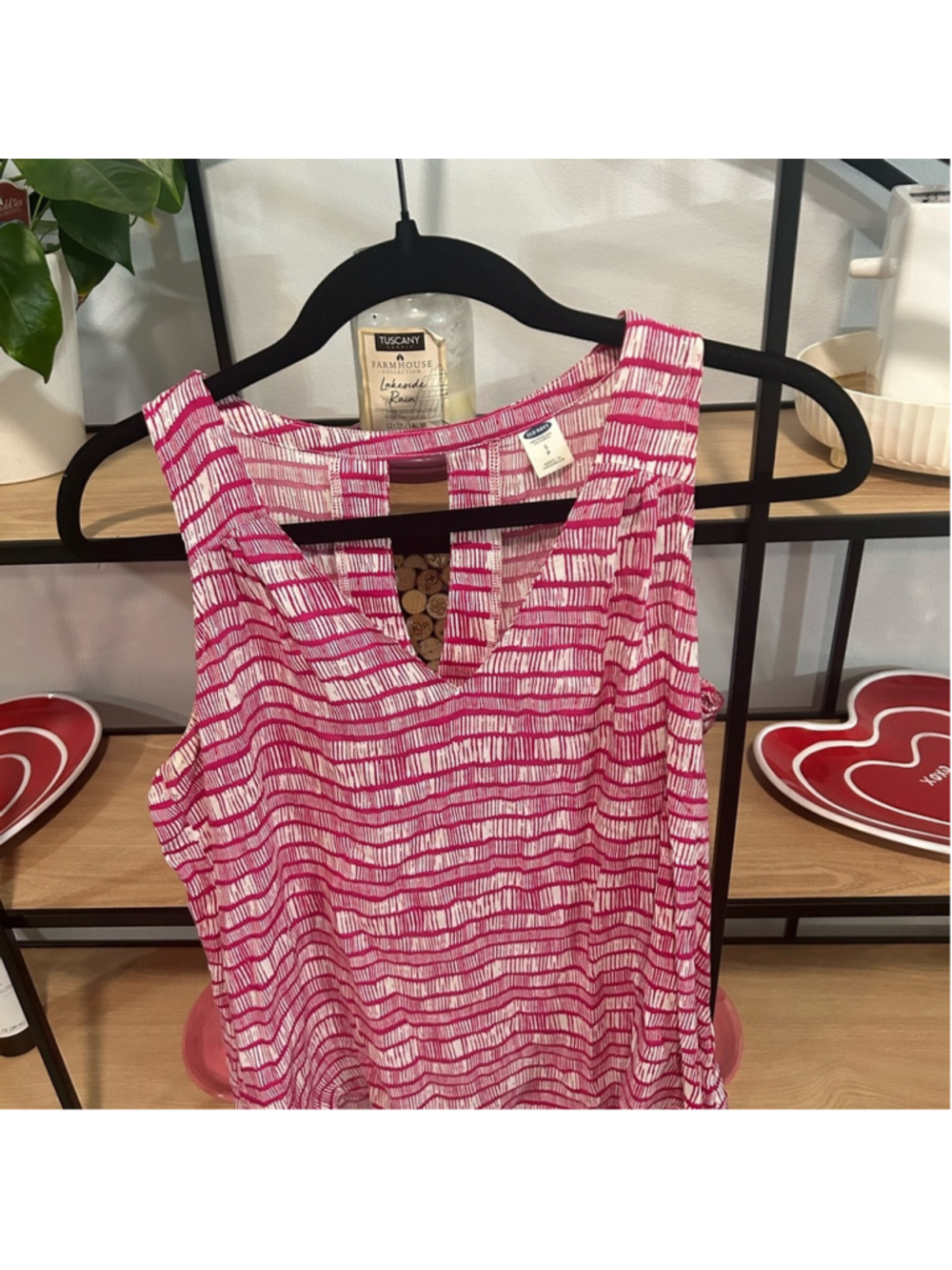 Old Navy Pink and White Striped Tank Top